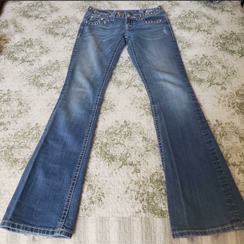 MISS ME JEANS Boot Cut Bejeweled Studded Size 26 - Picture 4 of 8